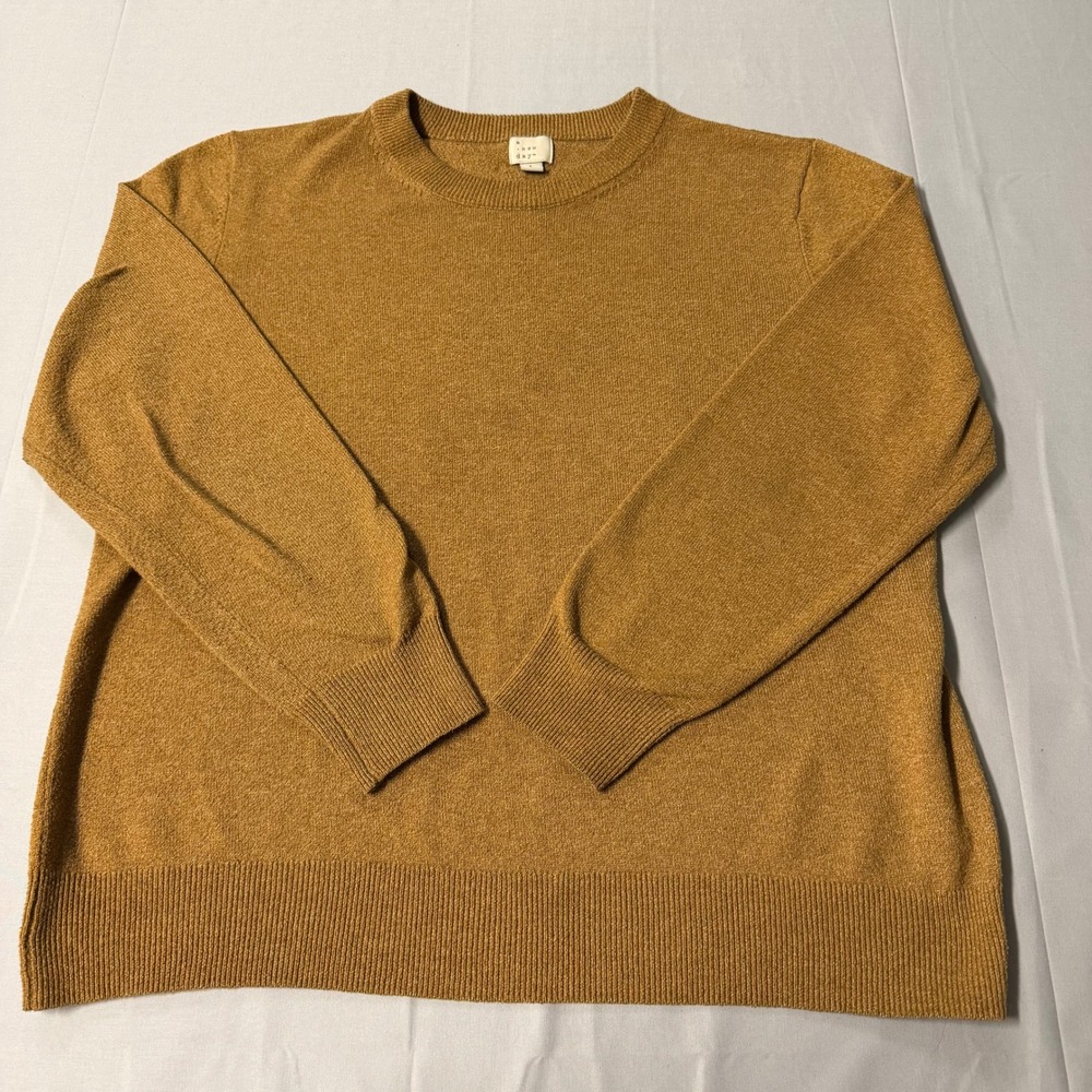 A New Day Womens Crew Neck Sweater Mustard Yellow Ochre Recycled Polyester L